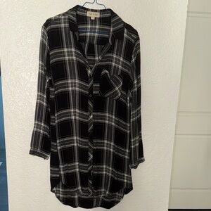 Cloth & Stone Black and White Plaid Dress